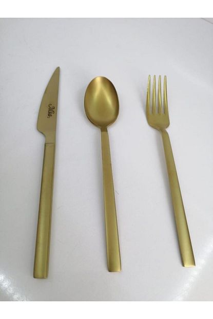 The Mia 18 Parca Mat Altin Pasta Catal Kasik Bicak Takimi Trendyol