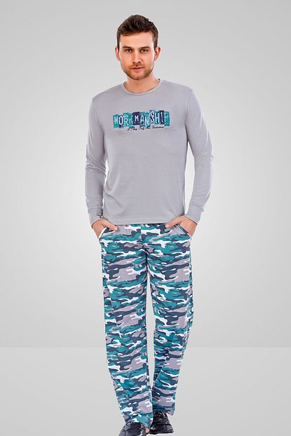 Berland Erkek Gri Bisiklet Yaka Pijama Takimi Trendyol
