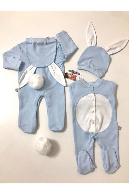 Alpbebe Erkek Bebek Mavi Tavsan Kulakli Tulum Set 2 Parca Trendyol