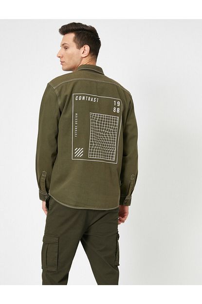 Koton Arkasi Yazili Baskili Gabardin Regular Fit Gomlek Trendyol