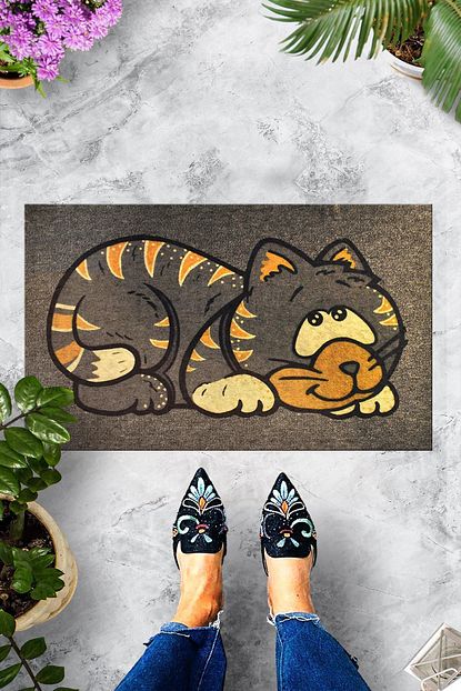 Pienso Home Gri Kedi Dekoratif Kapi Onu Paspasi Trendyol