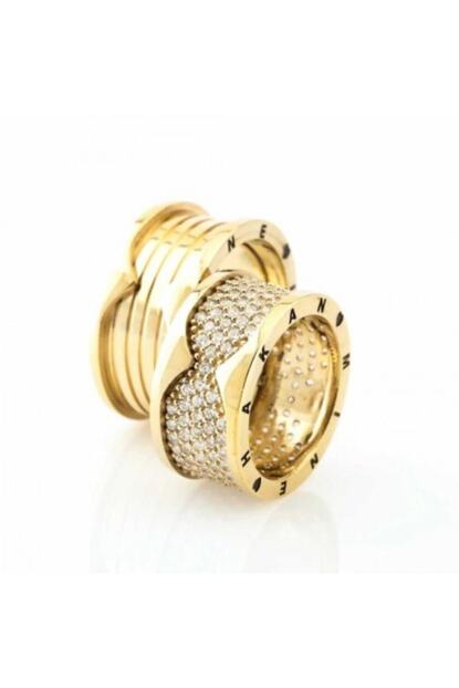 Merishopping Isim Yazili Ozel Tasarim Gold Renk 925 Ayar Gumus Cift Alyans Trendyol