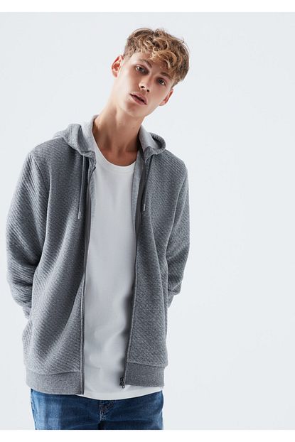 Mavi Erkek Gri Fermuarli Sweatshirt Trendyol