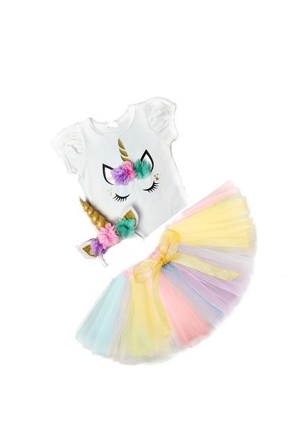 Bba New Trend Unicorn T Shirt Pastel Renk Unicorn Tutu Etek Ve Tac Trendyol