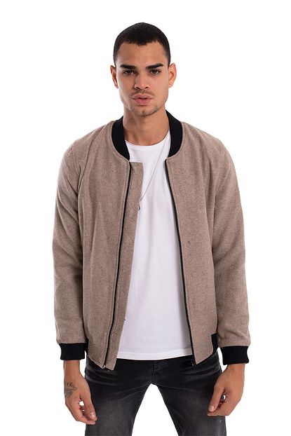 Densmood Erkek Bej Bomber Ceket Trendyol