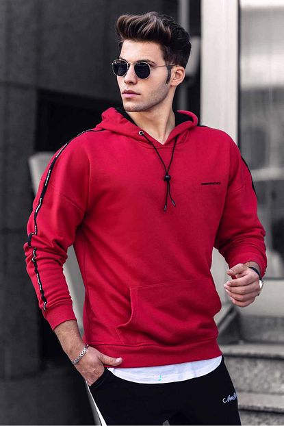 Madmext Erkek Kirmizi Kapusonlu Sweatshirt 4721 Trendyol