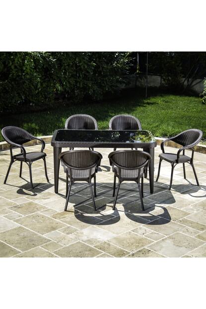 Tilia Siyah Mt02 C 90 150 Cm Rattan 6 Kisilik Camli Masa Takimi Trendyol