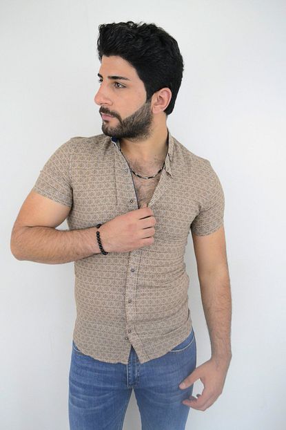 Mcr Slim Fit Bambu Kisa Kollu Yazlik Erkek Gomlek 37912 Model Trendyol