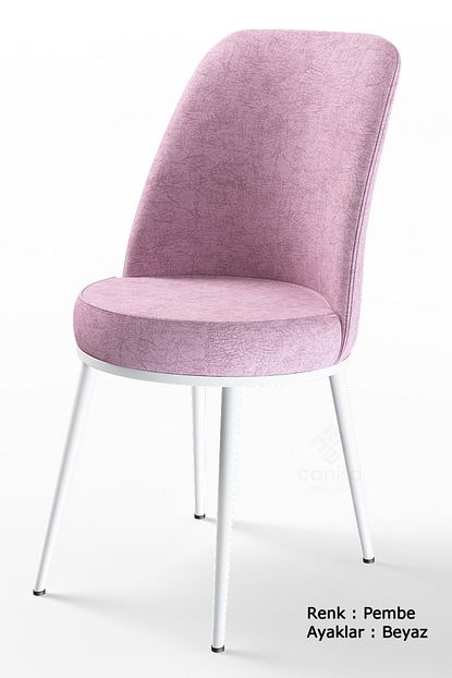 Canisa Concept Dexa Serisi Pembe Renk Sandalye Mutfak Sandalyesi Yemek Sandalyesi Ayaklar Beyaz Trendyol