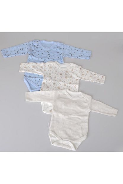 Poky Bebe Poky 100 Pamuklu Erkek Bebek 3 Lu Uzun Kollu Citcitli Body Trendyol
