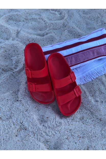 Shoemark Kirmizi Lemon Cift Tokali Plastik Terlik Trendyol
