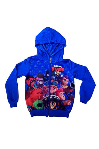 Brawl Stars Erkek Cocuk Mavi Fermuarli Sweatshirt Trendyol