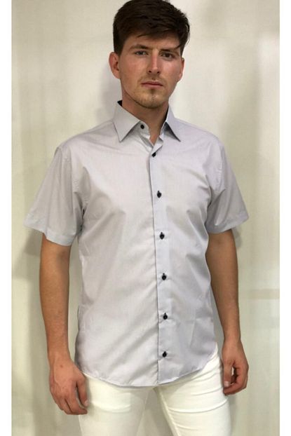 Amor Man Erkek Gri Kisa Kollu Gomlek Trendyol