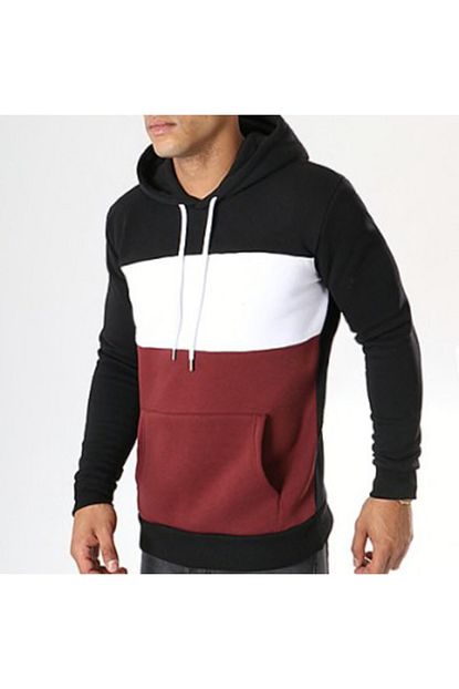 Bysedefarc Erkek Siyah 3 Renkli Kapsonlu Sweatshirt Trendyol