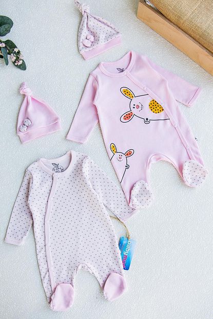 Babymod Kiz Bebek Pembe Ikili Uzun Kollu Tulum Takimi 2 Li Trendyol