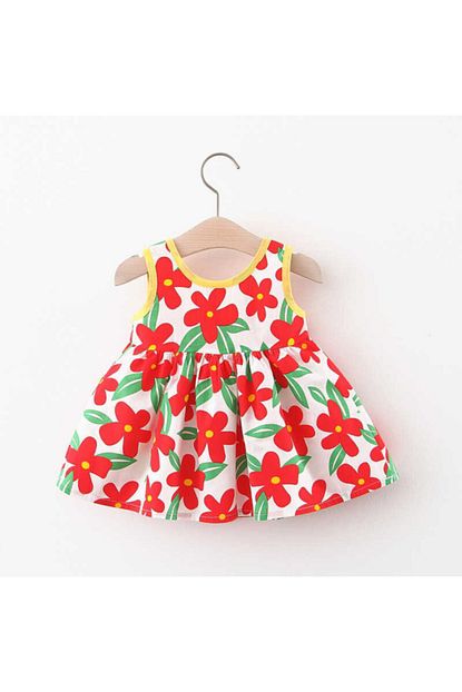 Little Honey Bunnies Kiz Bebek Kirmizi Cicekli Elbise Trendyol