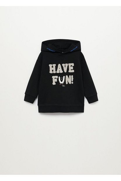 Mango Baby Erkek Bebek Siyah Organik Pamuklu Yazili Sweatshirt Trendyol
