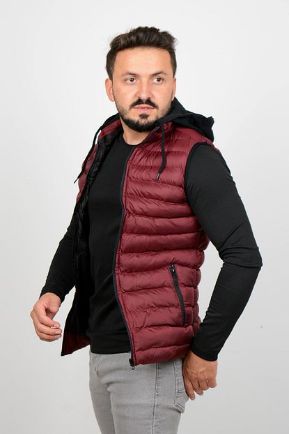 Edwox Erkek Slim Fit Sisme Yelek Bordo Trendyol
