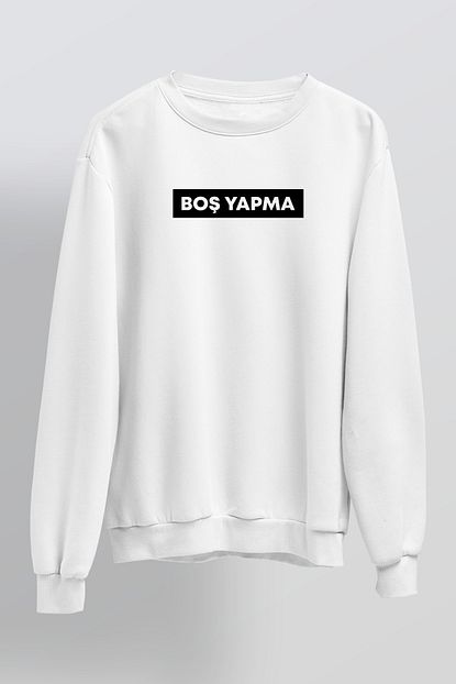 Blane Store Unisex Beyaz Bos Yapma Baskili Sweatshirt Trendyol