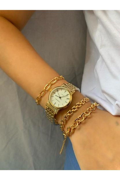 Esaven Vintage Gold Saat Bileklik Kombin Seti Trendyol