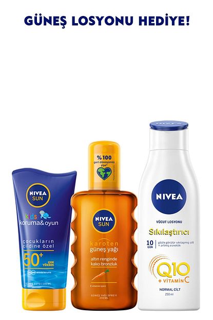Nivea Cocuk Gunes Losyonu Spf50 Q10 Sikilastirici Losyon Karoten Bronzlastirici Sprey Trendyol
