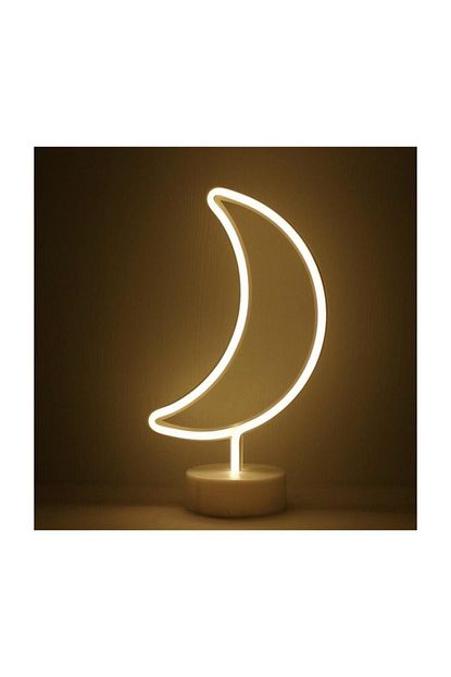 hediyefilesi yarim ay neon led isikli masa lambasi sari dekoratif led neon cocuk odasi lamba fiyati yorumlari trendyol