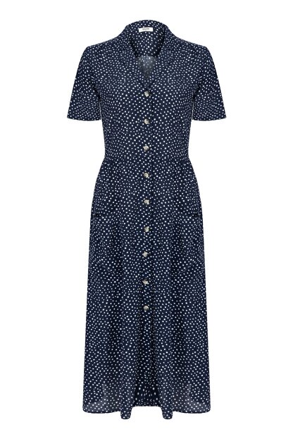 Mudo Kadin Lacivert Puantiyeli Midi Boy Elbise 326191 Fiyati Yorumlari Trendyol