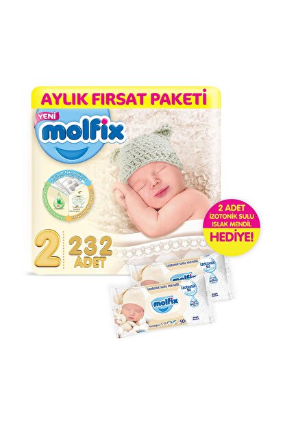 molfix bebek bezi 2 beden aylik paket 232 adet 2 adet islak mendil hediyeli fiyati yorumlari trendyol