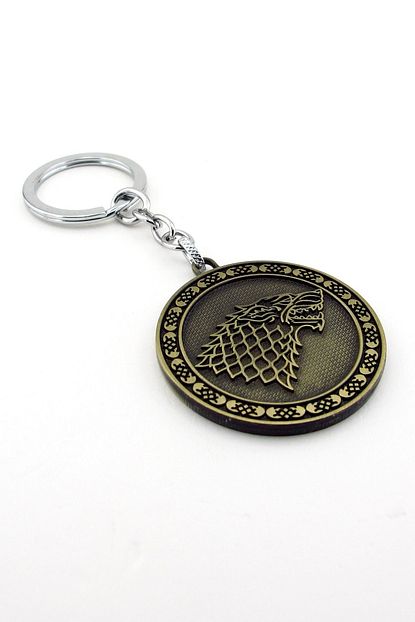 unisex game of thrones stark sancak kurt bronz renk anahtarlik kc736