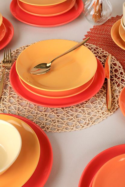 keramika hitit degrade turuncu yemek takimi 24 parca 6 kisilik fiyati yorumlari trendyol