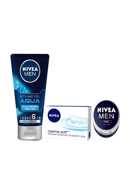 nivea erkekler icin islak gorunum veren jole 150 ml cream care sabun 100 gr men krem 30 ml fiyati yorumlari trendyol