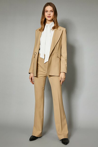 Koton Kadin Ekru Ispanyol Paca Pantolon 0yak42583uw Fiyati Yorumlari Trendyol