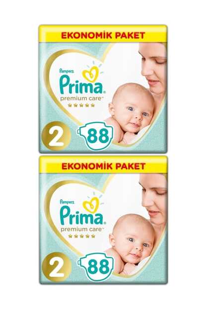 prima bebek bezi premium care 2 li ekonomik paket 2 beden 176 adet fiyati yorumlari trendyol