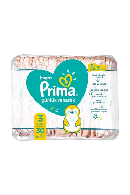 prima bebek bezi gunluk rahatlik 3 beden 30 lu 6 10 kg fiyati yorumlari trendyol