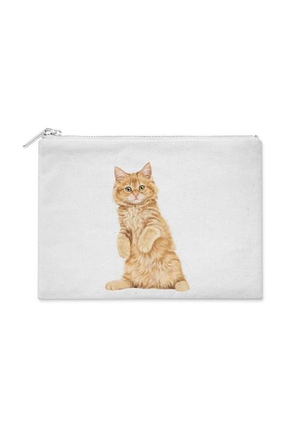 sari yavru kedi makyaj cantasi