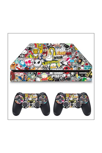 tugibu ps4 slim kaplama sticker stickerbomb ps4s44 fiyati yorumlari trendyol