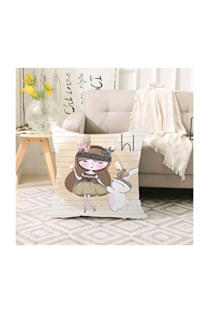 else hali tavsan kiz cocuk fermuarli yer minderi kirlent kilifi 70 x 70 fiyati yorumlari trendyol