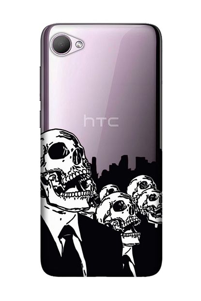 htc desire 12 kilif desenli resimli hd silikon telefon kabi kapak skull red