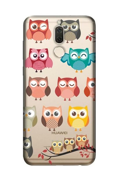 huawei mate 10 lite kilif desenli resimli hd silikon telefon kabi kapak owl