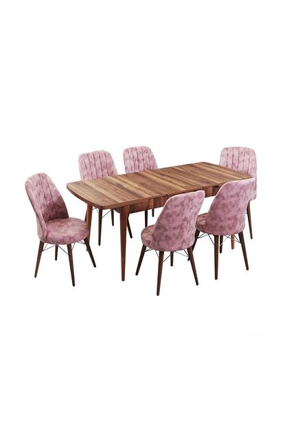 evform yakut pembe 6 sandalyeli acilir mutfak yemek masa takimi fiyati yorumlari trendyol