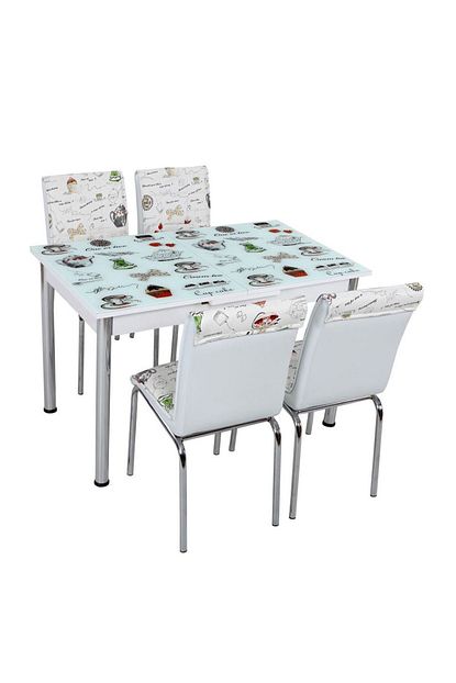 tekzen home cupcake breakfast buyuyen cam masa 4 sandalye fiyati yorumlari trendyol