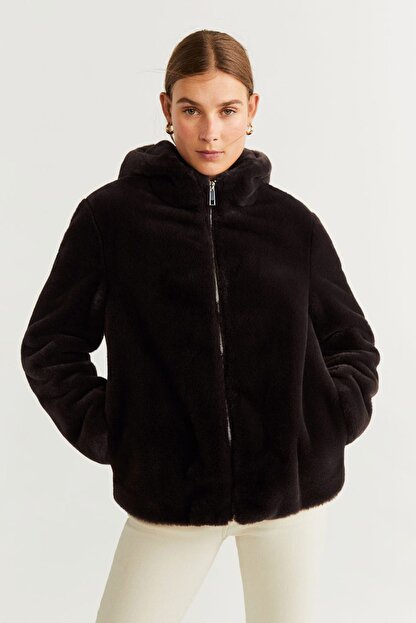 Mango Kadin Cikolata Suni Kurklu Kapusonlu Ceket 53067658 Fiyati Yorumlari Trendyol