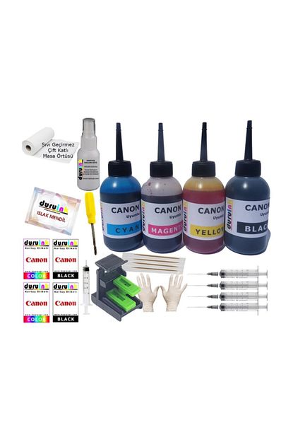 canon mg3053 mx495 tr4550 pg 545 cl 546 kartus murekkep dolum seti 4x100 ml renk