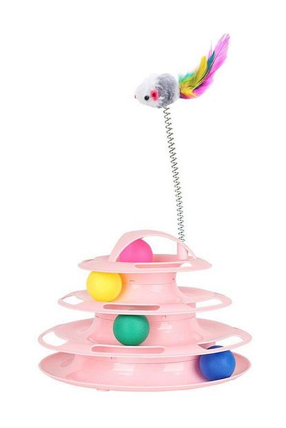 miapet tower of tracks 4 katli fareli yuvarlak kedi oyuncagi 24 x 13 cm pembe fiyati yorumlari trendyol