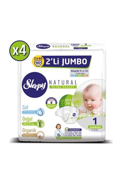 sleepy natural bebek bezi ikili jumbo 1 numara 80 x 4 320 adet fiyati yorumlari trendyol