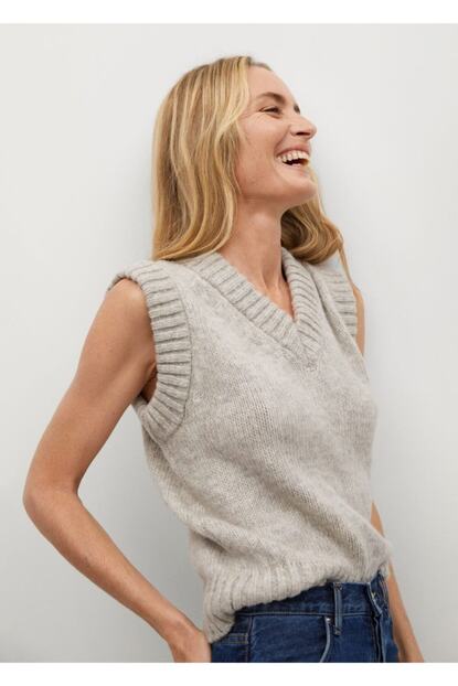 Mango Kadin V Yakali Orgu Suveter Fiyati Yorumlari Trendyol