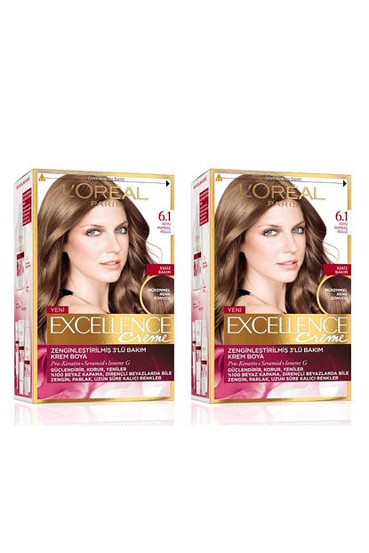 l oreal paris excellence creme sac boyasi 6 1 kullu acik kahve 2 li set fiyati yorumlari trendyol