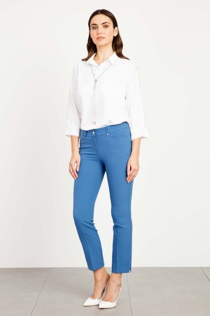 Moda İlgi Kadın Köşe Cep Dar Paça Pantolon Mavi - 4