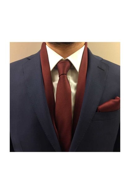 Burgundy Plain Tie Handkerchief Shawl Set