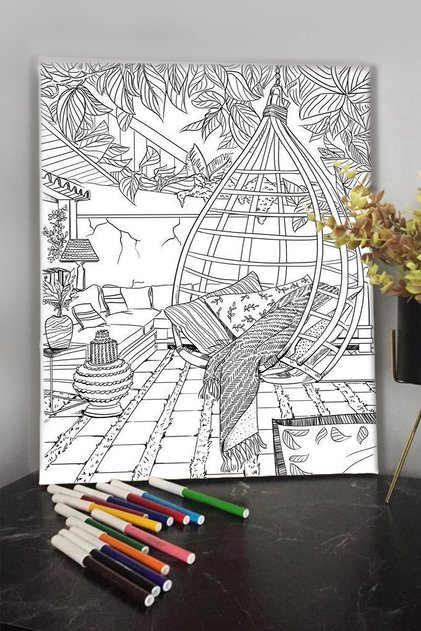 Salıncak 40x30cm Çocuklar Için Özel Boyanabilir Tablo Tuval Mandala Kalem Hediyesi Yoktur.
